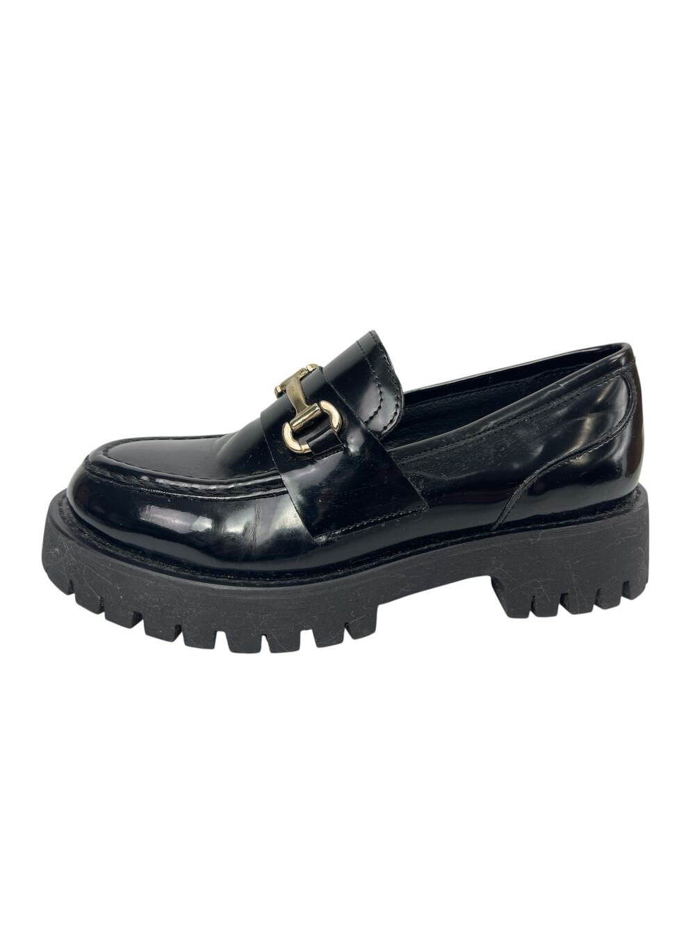 Steve Madden Lando Black Leather Slip On Toe Chunky Platform Loafers Shoes 8M